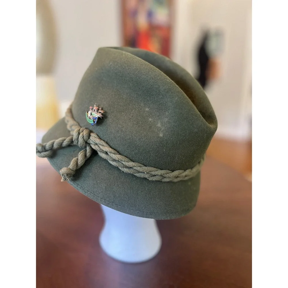 Saxon Tonak Alpine Hat Mens 58 Green Excellent Wool Felt Tyrolean Oktoberfest